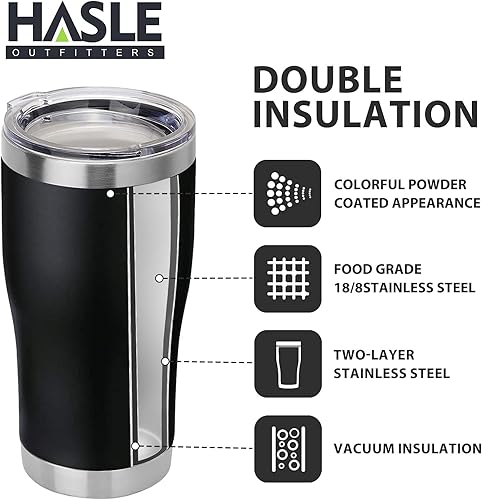 Miniatura 40 de Hasle Outfitters Vasos aislados de acero inoxidable reutilizables de 20 onzas, vasos de viaje con tapa para café, de doble pared al vacío, vaso Azul