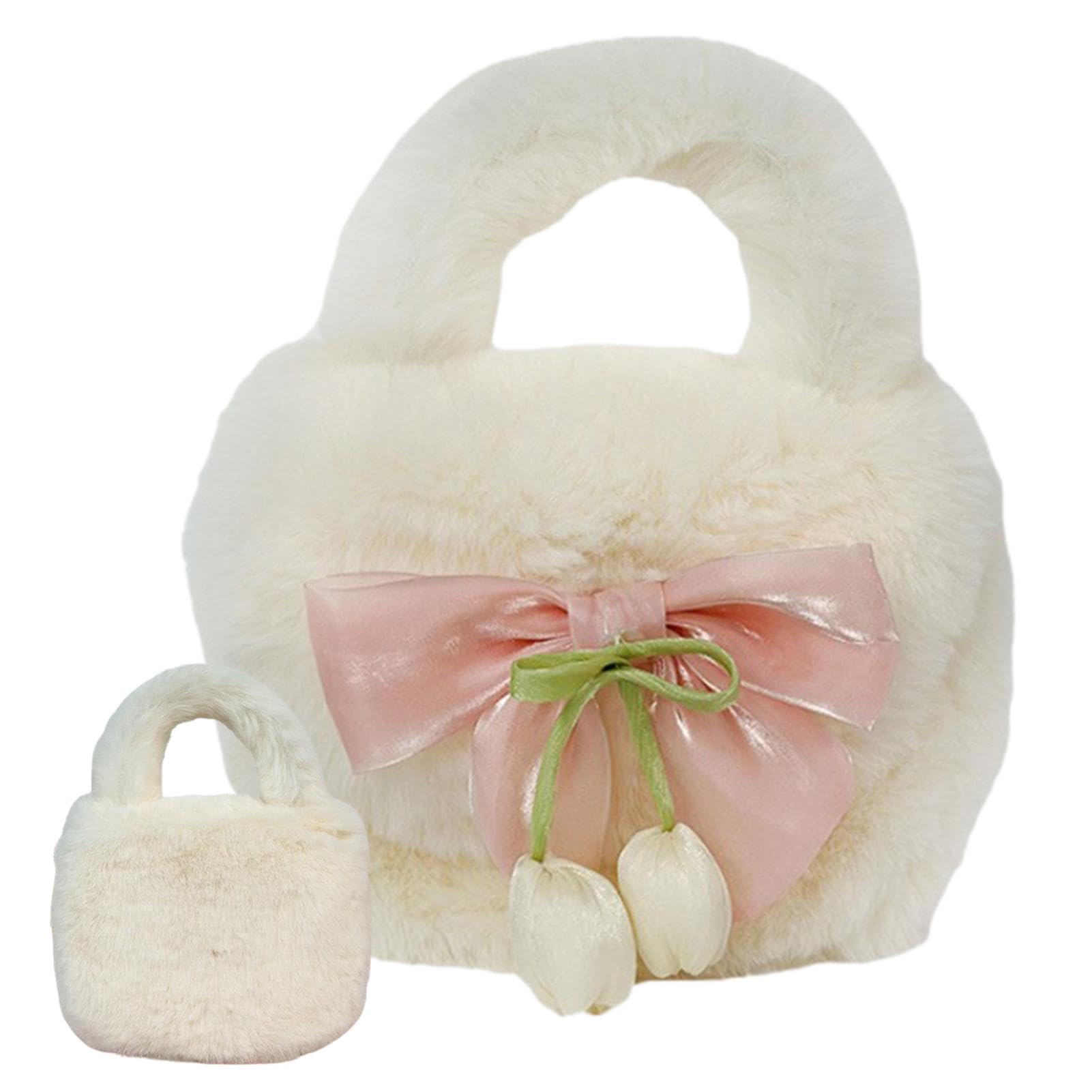 [Tnwog] 小さなフレッシュバッグ、カジュアルなトップハンドルバッグ、小さな女性用トートバッグ、ふわふわトートバッグ、ヴィンテージトップハンドルバッグ、女性用プラッシュバッグ、女性用ガールズ用 トートハンドバッグ