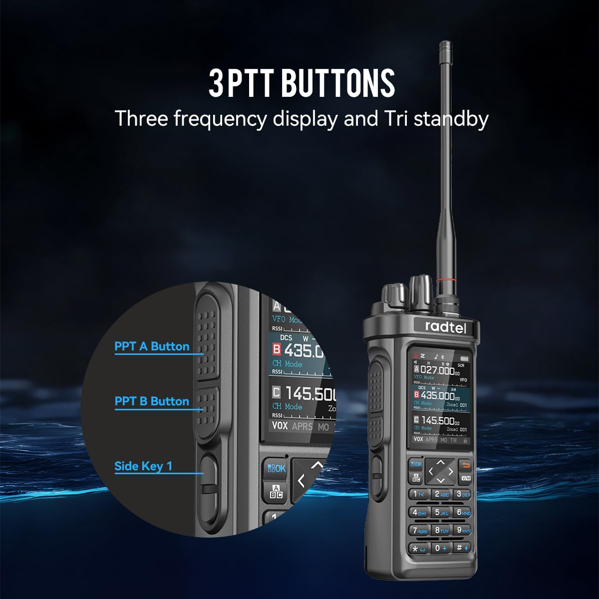Radio amateur Radtel RT-950 10 W, longue portée, portable, bidirectionnelle, réception AM/FM/SW/MW/LW, GPS/APRS, programmation Bluetooth sans fil, NOAA, analyseur de spectre (avec câble de programmati