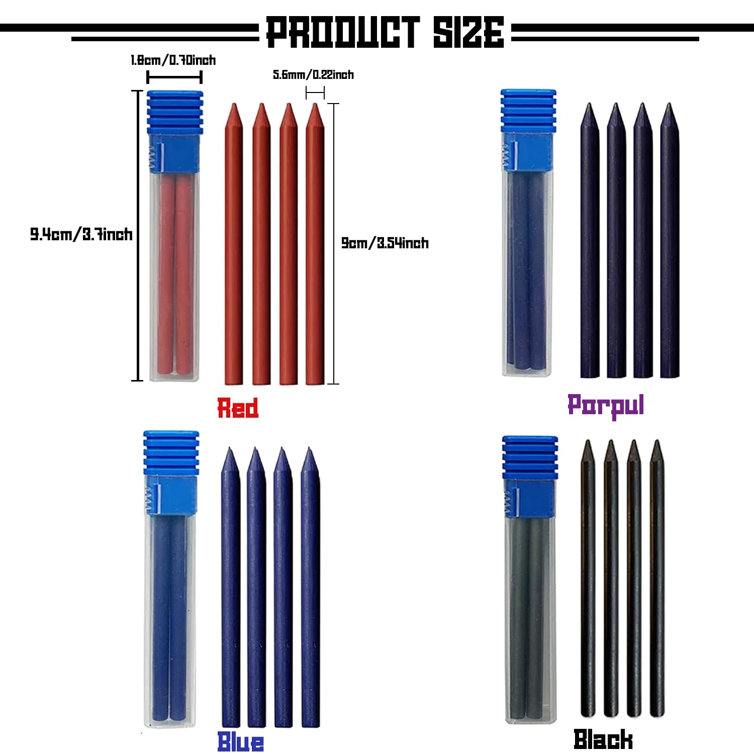 Set di portamina in metallo 5,6 mm con clip e 4 mine per costruzione, disegno, schizzi artistici