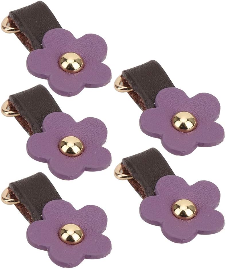 Oumefar 5Pcs Leather Zip Puller Split Leather Zipper Tags Fixer Pull Replacement Flower Shape DIY Clothes Sewing Accessories()