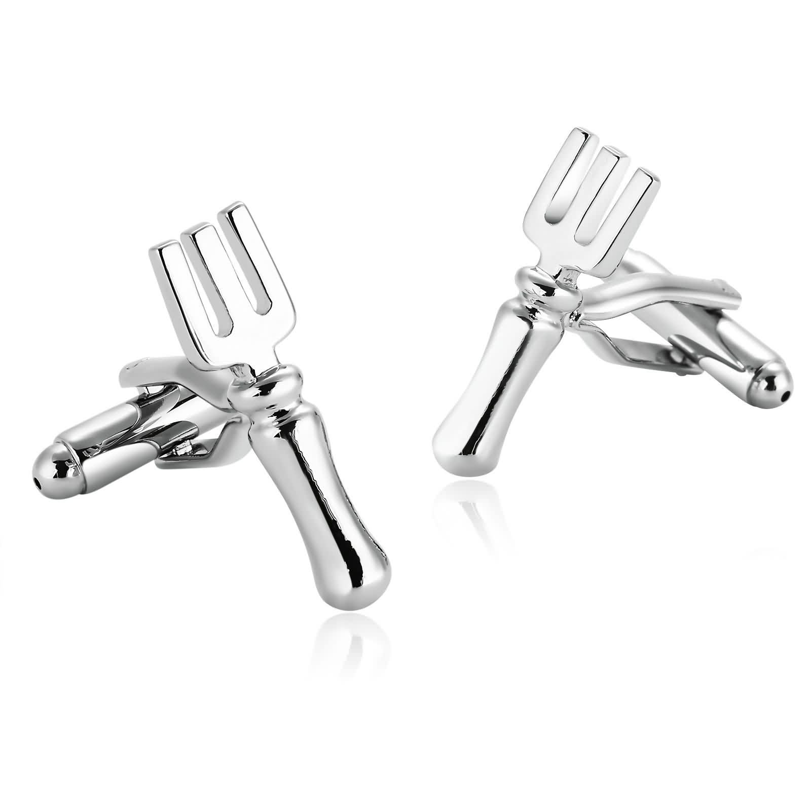 ANAZOZ Gemelos de Camisa Gemelos de Acero Inoxidable Tenedor de Hierro Gemelos de Camisa Plata Gemelo de Camisa