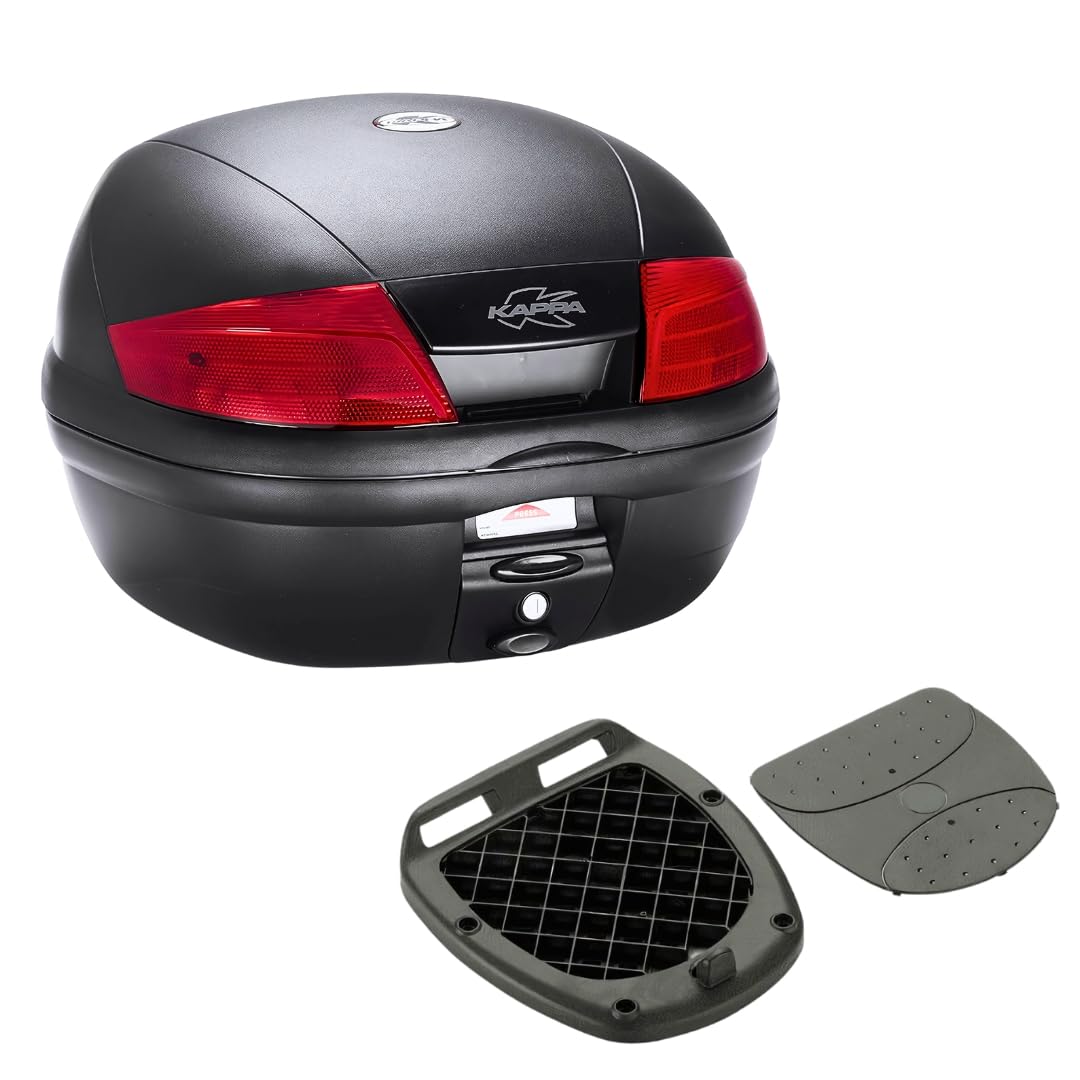 Bauletto KAPPA Moto K35N2 35 Litri Nero con Catadiottri Rossi – Sistema MONOLOCK® per Moto e Scooter