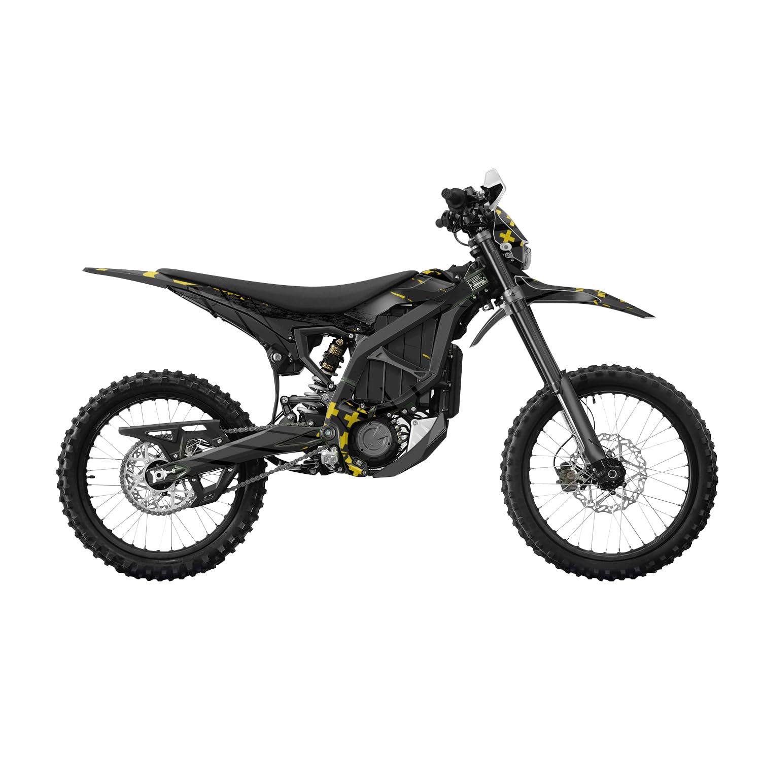 Surron Ultra Bee Graphics Kit Wrap - Grunge Cross Yellow - Sur-Ron Skin - Premium 3M Vinyl Protective Wrap Decal Cover - Easy to Apply | Crafted in The USA by MightySkins