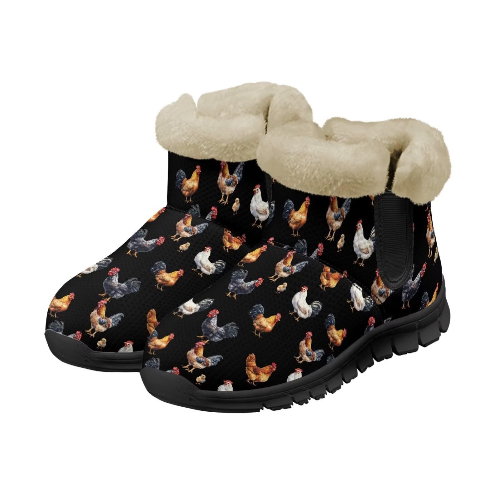 Womens Warm Snow Boots Ankle Booties Outdoor Indoor Walking Flat Boots Non-slip Winter Snow Shoes for Women