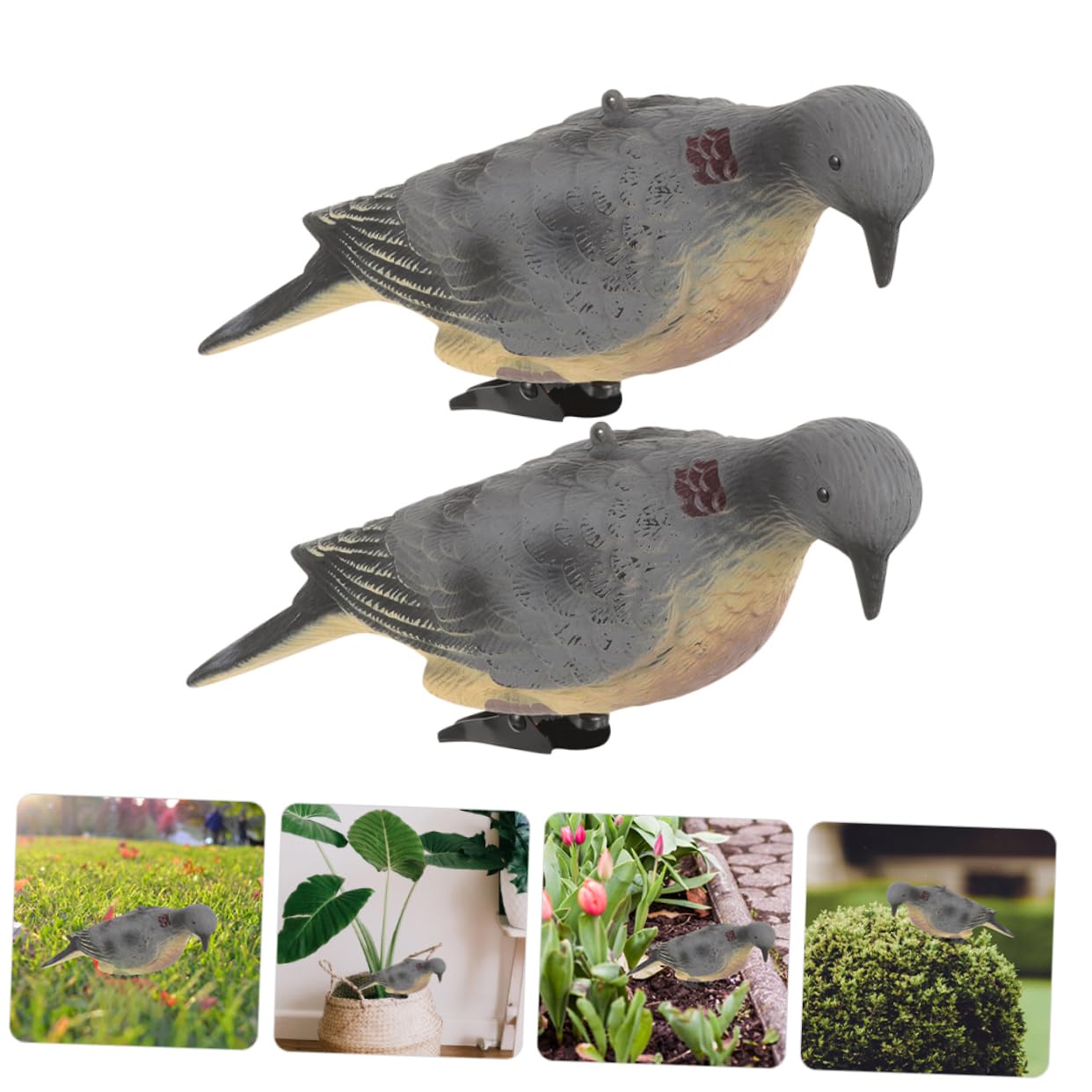 2piezas Palomas Decorativas De Plástico Estatua De Pájaro Falso para Caza y Decoración De Aves