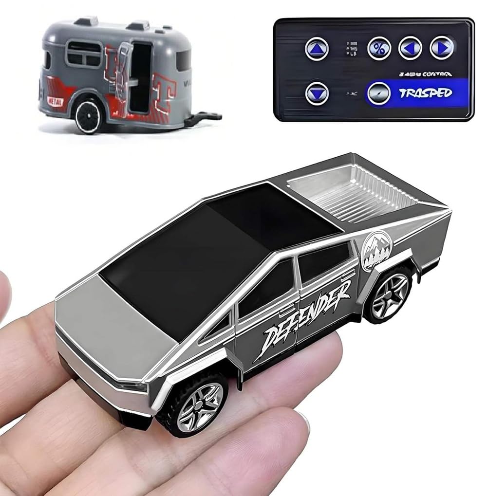 Royaldeals Remote Control Small Car, 1:64 Scale Off-Road RC Car, USB Rechargeable 2.4GHZ Three Speed Indoor Alloy Vehicle for Kids (Tessla Cybertruck)-image-14