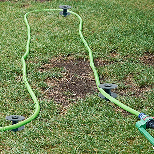 Twinkle Star 10 Inch Garden Hose Guide Spike, Rust Free Zink Sturdy Metal Stake, Heavy Duty Dark Green Spin Top, Keeps Garden Hose Out Of Flower Beds, For Plant Protection, 2 Pack #TOP3