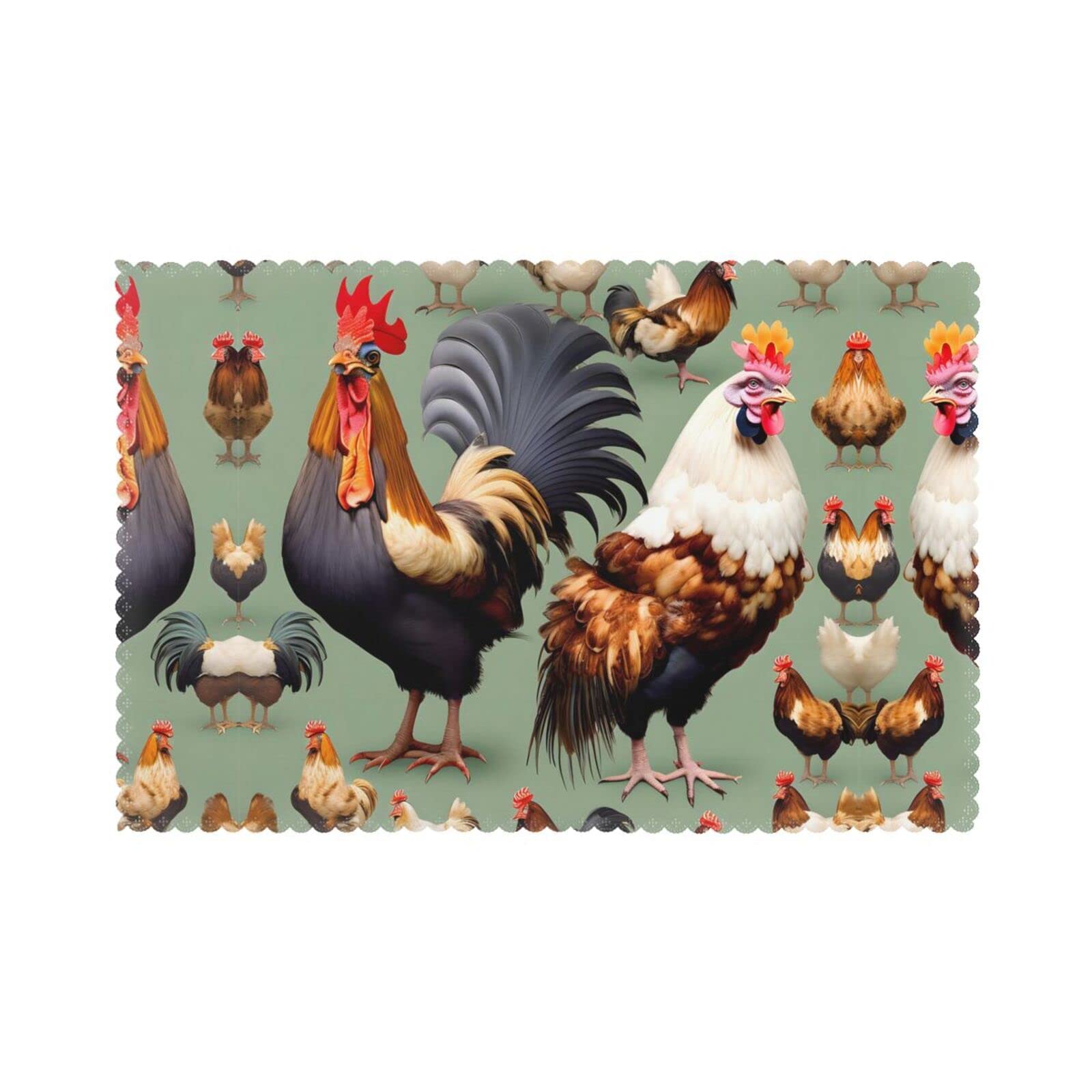 Sets de table de protection isolation thermique 30,5x45,7 cm motif coq maison