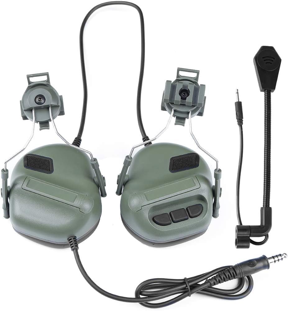 Cuffie tattiche con Adattatore per rotaia elmetto rapido Cuffie da tiro Airsoft Militari Accessori di Comunicazione dell'Esercito, Nessuna Funzione di riduzione del Rumore