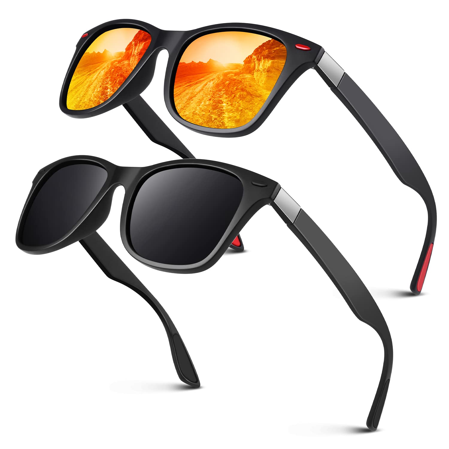 LINVO Gafas de Sol Hombre Mujer Polarizadas Clásicas Rectangulares Ligeras TR90 100% Protección UV400 para Conducir Pesca Gafas