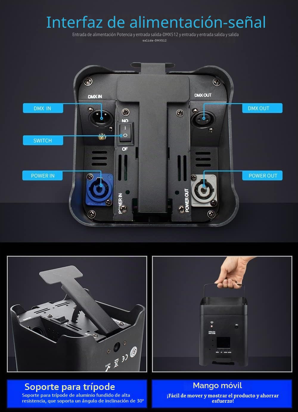 UKing 6x18 W led par focos batería Recargable con control remoto, RGBWA+UV 16,7 millones de colores luz de discoteca con APP/2,4 GHz/DMX control para DJ Fiesta Bodas