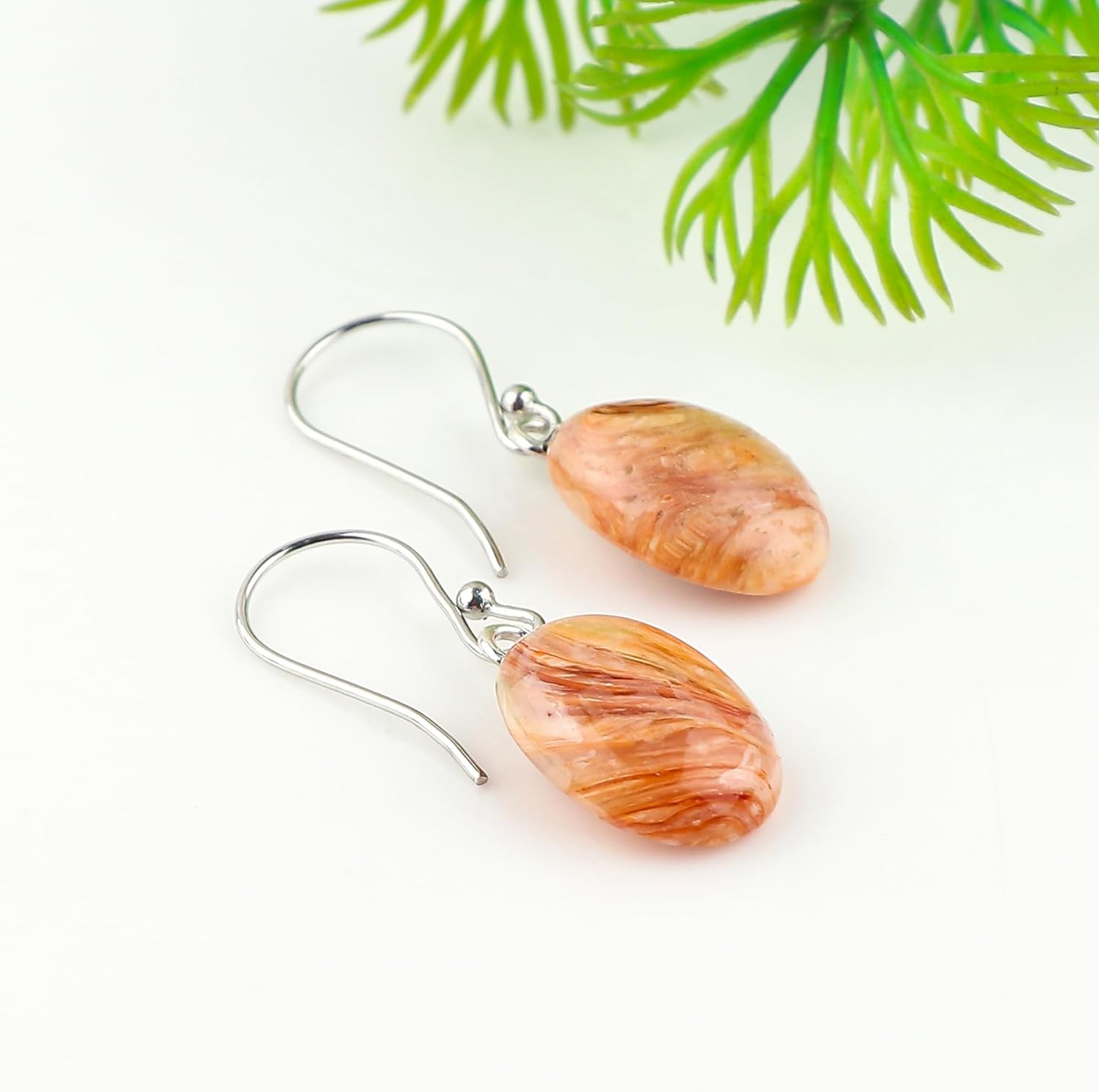 925 Sterling Silver Dainty Earrings, Natural Gemstones Wicca & Reiki Healing Crystals, Polished Stones, Handmade Boho Lightweight Jewelry, Birthday Christmas Gift for Women - Image 3