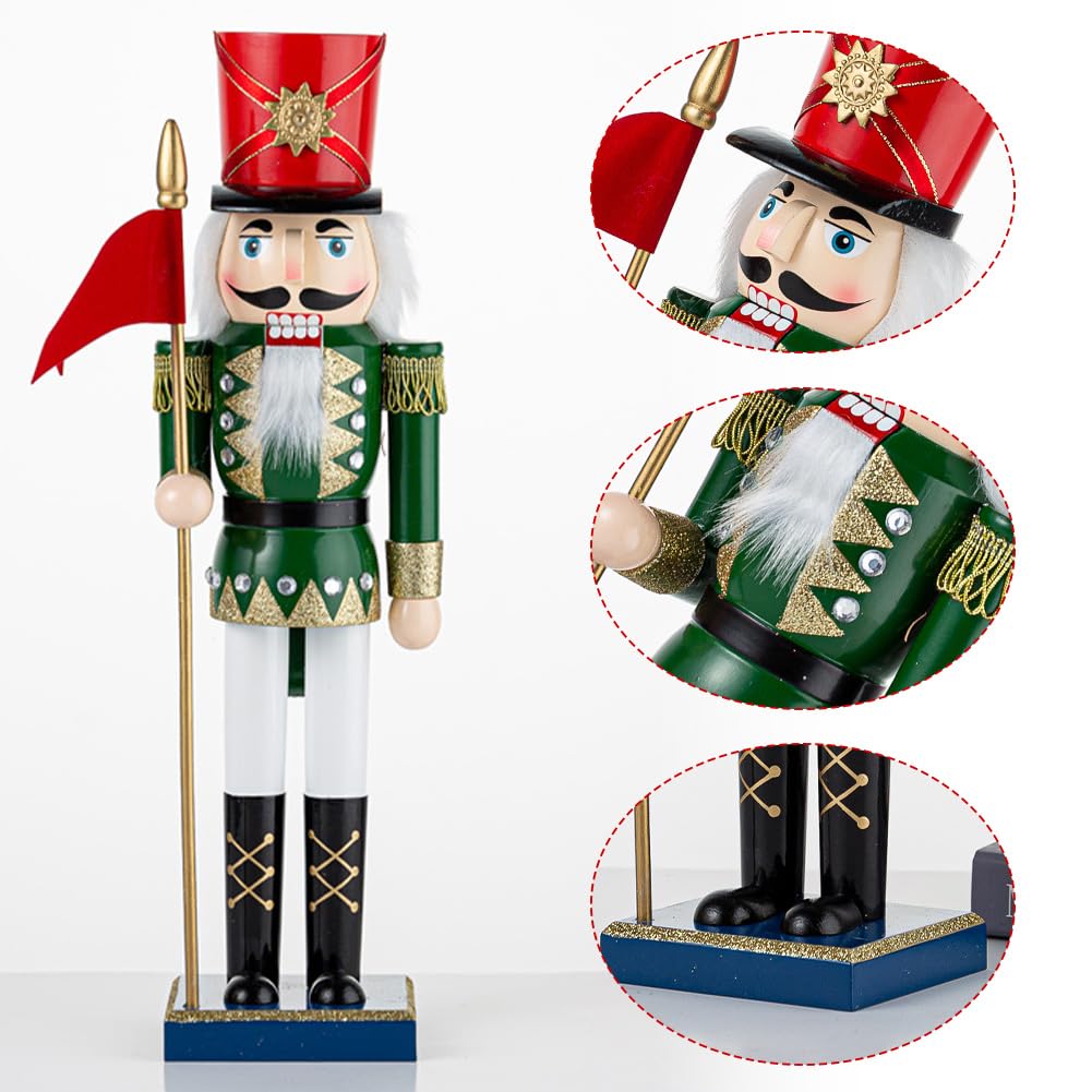 Jodsen Große Weihnachten Nussknacker Soldat Holz 38cm/15inchs Weihnachten Nussknacker Figuren Ornamente Traditionelle Puppe Weihnachtsschmuck Weihnachtsdekoration Christbaumschmuck Tischdeko Geschenk