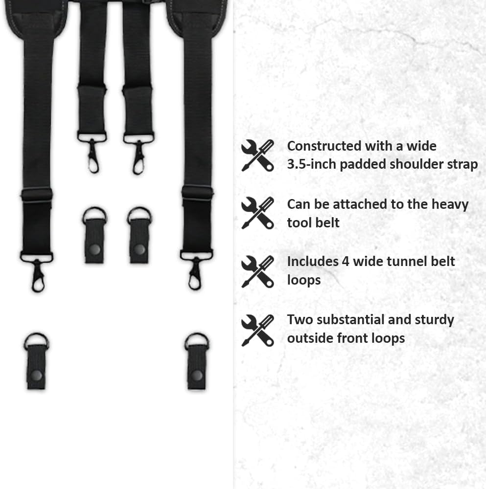 WOLF WTH2115 Padded 4-point Suspenders for Tool Work Belt | Universal Breathable Comfort Lightweight | Contractors Handyman | Pain Stress Relief Weight Distribution - Image 8