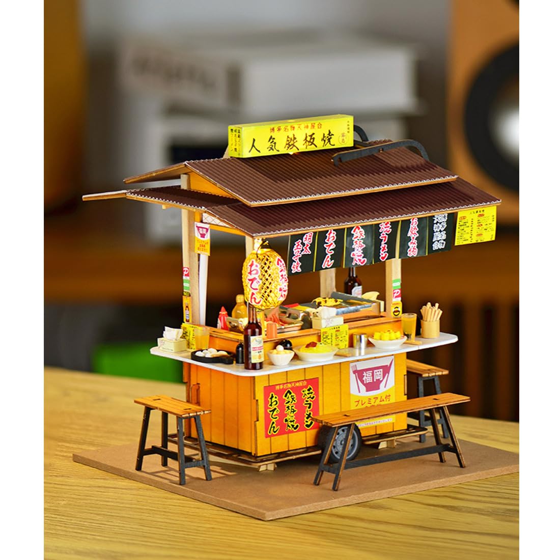 Zestaw do samodzielnego wykonania miniaturowego domu z diodami LED dla dorosłych, japońskie drewno, do zabawy w jedzeniu, domek dla lalek, zestaw do budowania modelarstwa, diorama 3D, mały