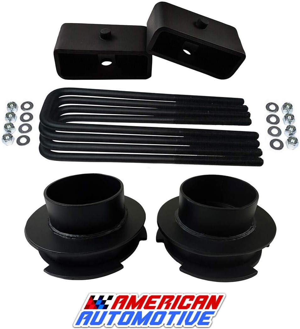 American Automotive Compatible 1999-2007 Silverado Lift Kit 2WD 3" Front Spring Spacers + 2" Rear Blocks Made Road Fury Series
