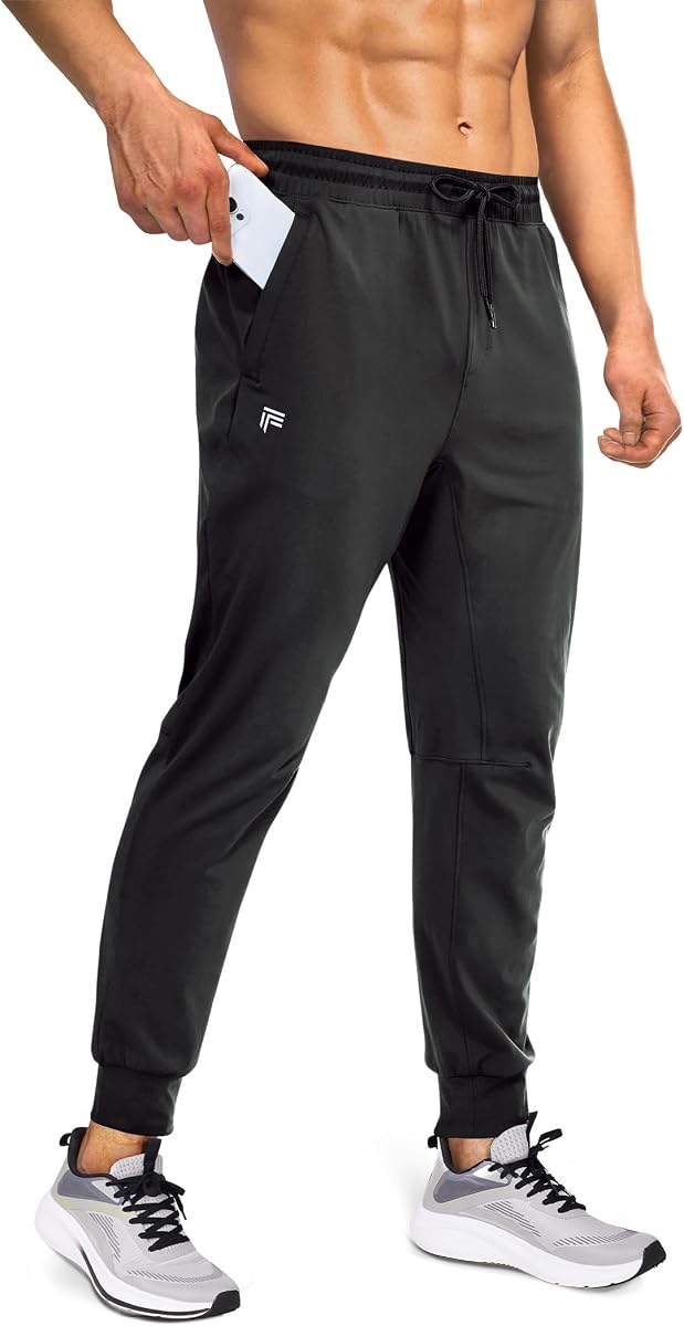 Mens Joggers with Zipper Pockets Lightweight Sweatpants for Men Pants Athletic Workout Running Track Gym
