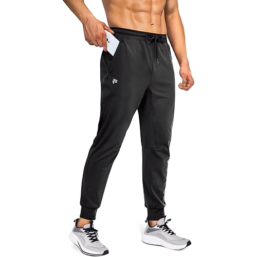 Mens Joggers with Zipper Pockets Lightweight Sweatpants for Men Pants Athletic Workout Running Track Gym