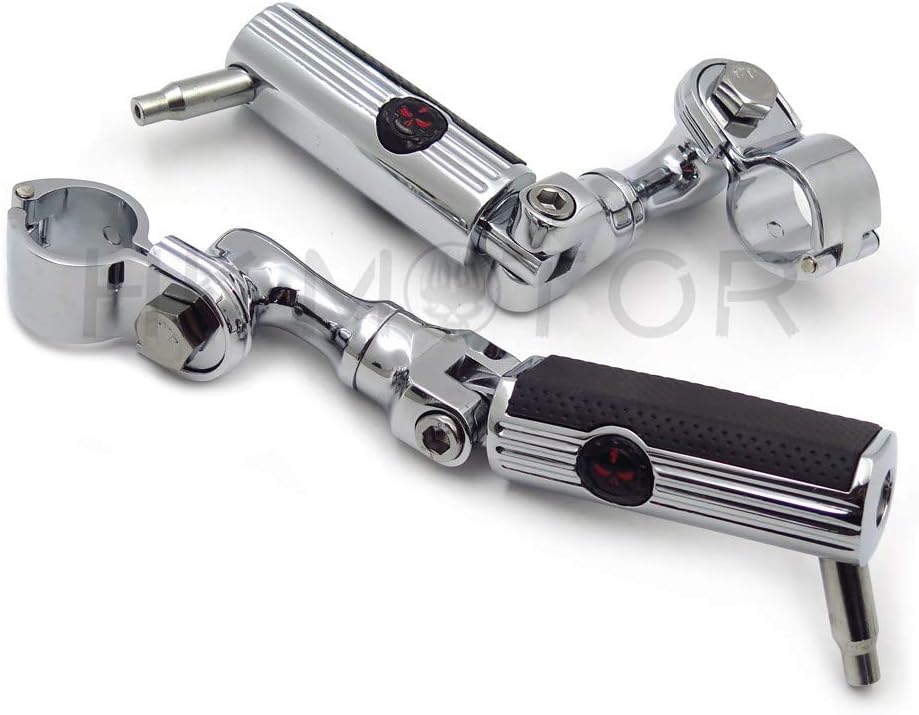 HONGK- Chrome Highway Foot Pegs Footrest 1 1/4" Engine Guard Mounts Clamps Compatible with H-D [B07HPDZ66K]