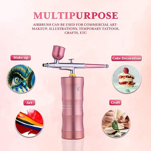 Miniatura 2 de Quevina - Kit de aerógrafo inalámbrico de 27 PSI, mini pistola de aire portátil de mano con compresor, aerógrafo para línea capilar de peluquería,