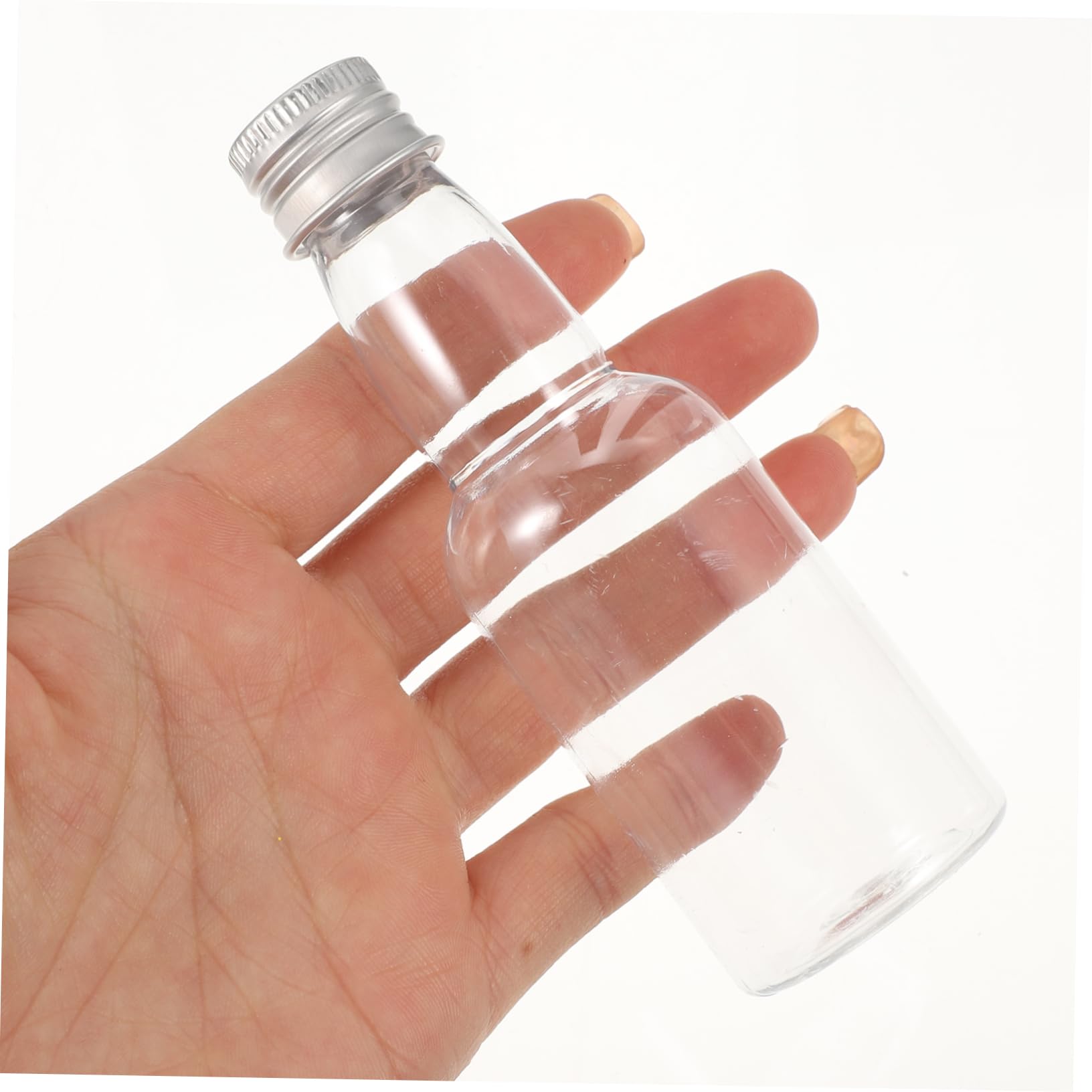 50 Stück Transparente Getränkeflaschen aus Kunststoff und Aluminium 50ml Auslaufsicherer Deckel für Schule und Arbeit Multifunktional