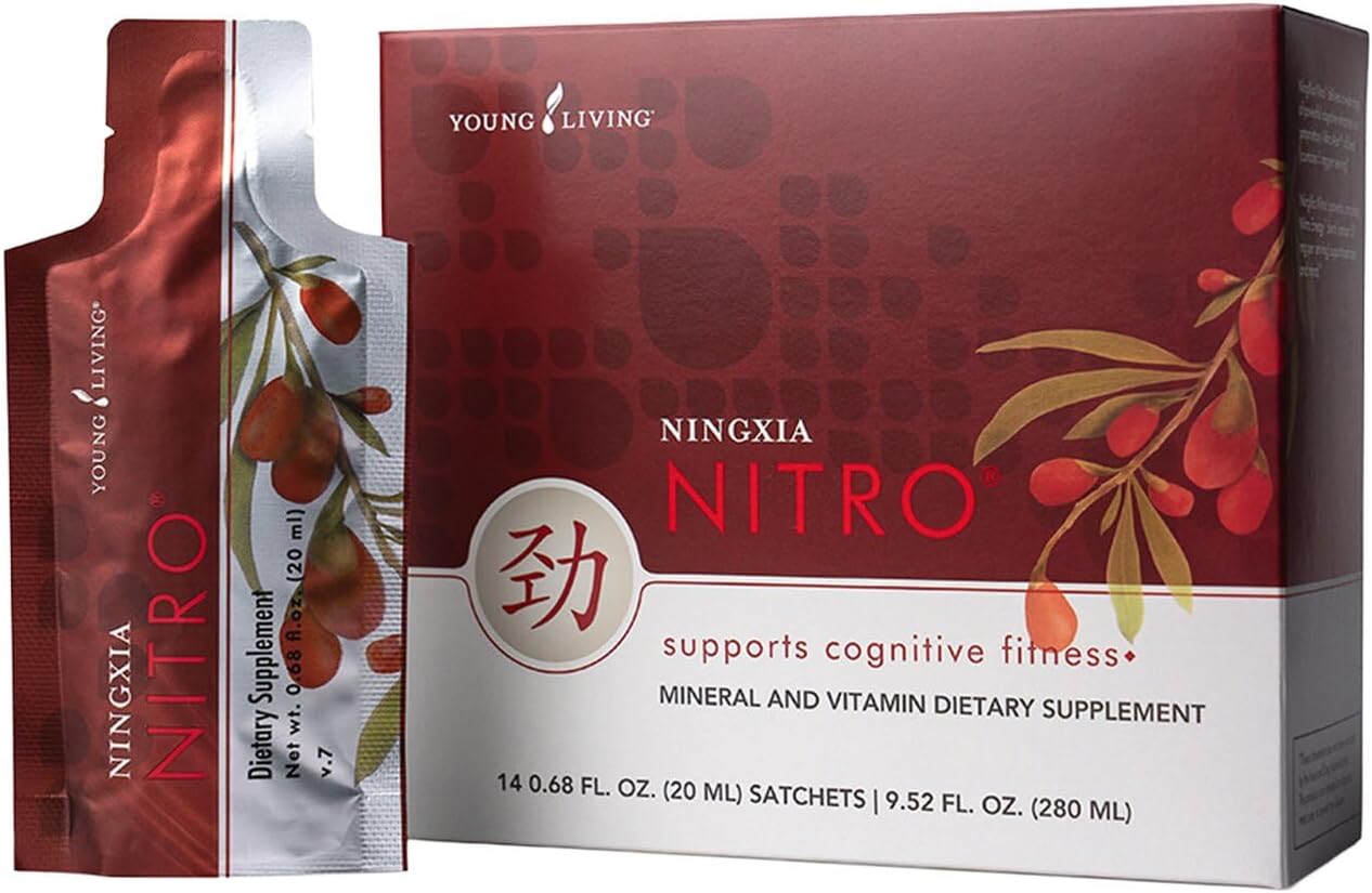 Young Living NingXia Nitro | 1 Pack (14 Sachets) | Energizing Wolfberry Drink with Green Tea & Korean Ginseng | Supports Focus, Energy & Physical Fitness