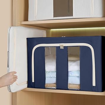 Folding Storage Box, Large Capacity, 19.7 x 15.7 x 13.0 inches 66 L x 2 Packs, Clothes Storage, Storage Case Box, Clothes Storage Bag, Oxford Fabric, Washable, 19.7 x 15.7 x 13.0 inches 50 x 40 x