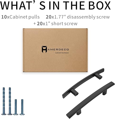 Miniatura 5 de Amerdeco ZH0003 - Paquete de 25 tiradores de cocina negro mate con agujero central de 3 pulgadas (2.992 in) para gabinetes de cocina, manijas de