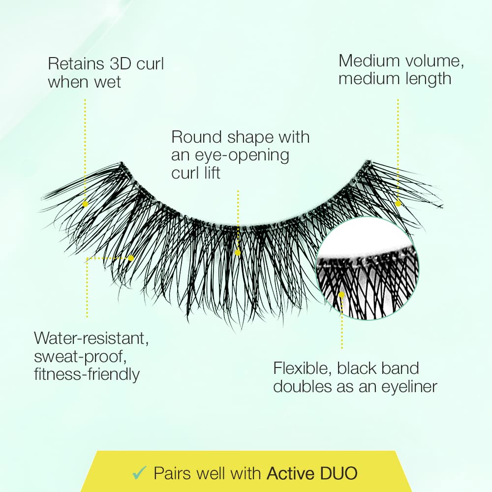 Ardell Active Lash Soak It Up False Eyelashes, Water-resistant, Medium Volume and Length, Vegan Friendly, 1 Pair (Pack of 1) - Image 4