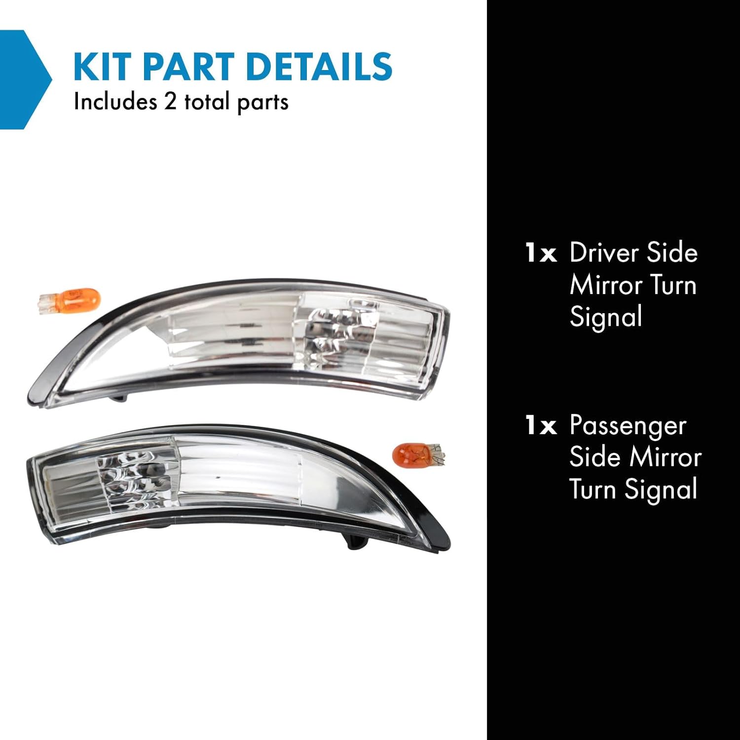 TRQ Mirror Turn Signal Set Driver & Passenger Side FO1328101 FO1329101 Compatible with 2011-2019 Ford Fiesta