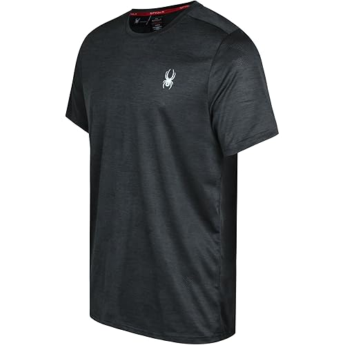 Spyder pyder Mens Active Shirts - Quick Dry Athletic Short Sleeve Mens Gym Workout Shirts - Crewneck Shirt for Men