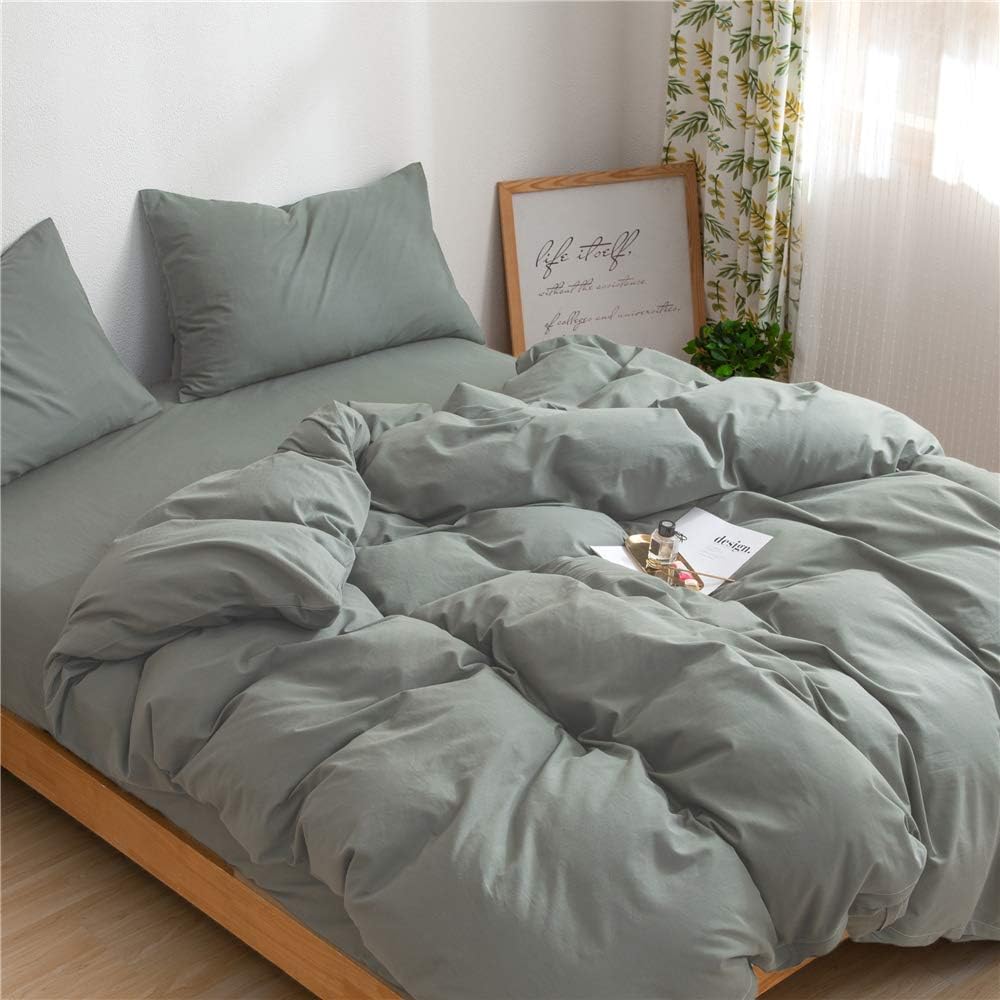 Chеареѕt 🛒 Mucalis Sage Green Duvet Cover Queen 100% Natural Washed Cotton Duvet Cover Set Full 3pc Solid Modern Light Green Bedding Duvet Cover Set with Zipper Closure Corner Ties ,Soft--No Comforter Uр Tо 40% оƒƒ Mucalis Sage Green Duvet Cover Queen 100% Natural Washed Cotton Duvet Cover Set Full 3pc Solid Modern Light Green Bedding Duvet Cover Set with Zipper Closure Corner Ties ,Soft--No Comforter