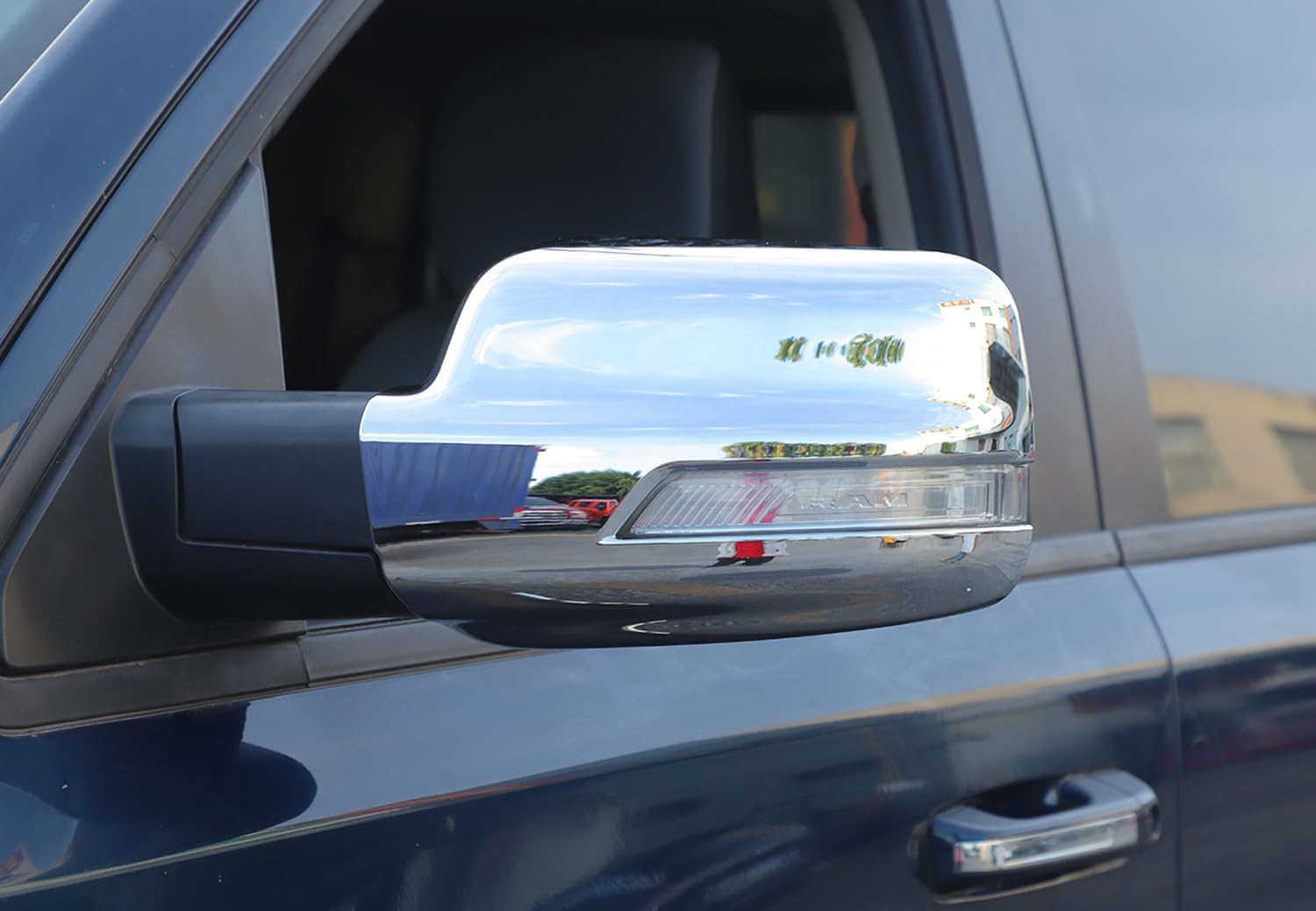 2PCS Rear View Mirror Protector Guard Rearview Mirror Cover Trim Compatible with Dodge RAM 2018 2019 2020 2021 2022 2023 2024 2025 Exterior Accessories (Chrome)