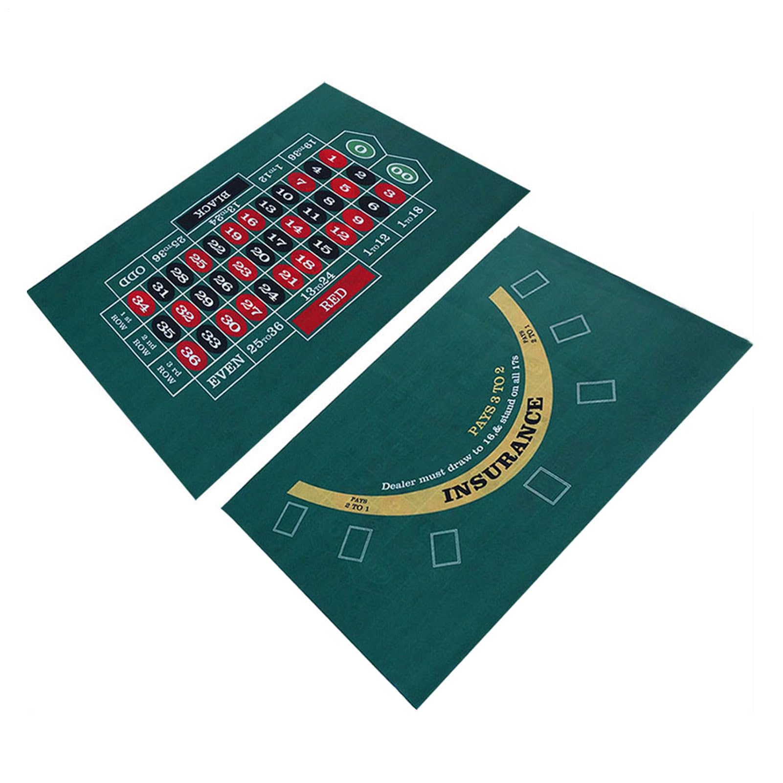 Générique Blackjack aus Filz – Rollmatte aus Vliesstoff | leichtes Pokerbrett mit langlebigen Kanten | Craps Blackjackk für Spiele überall