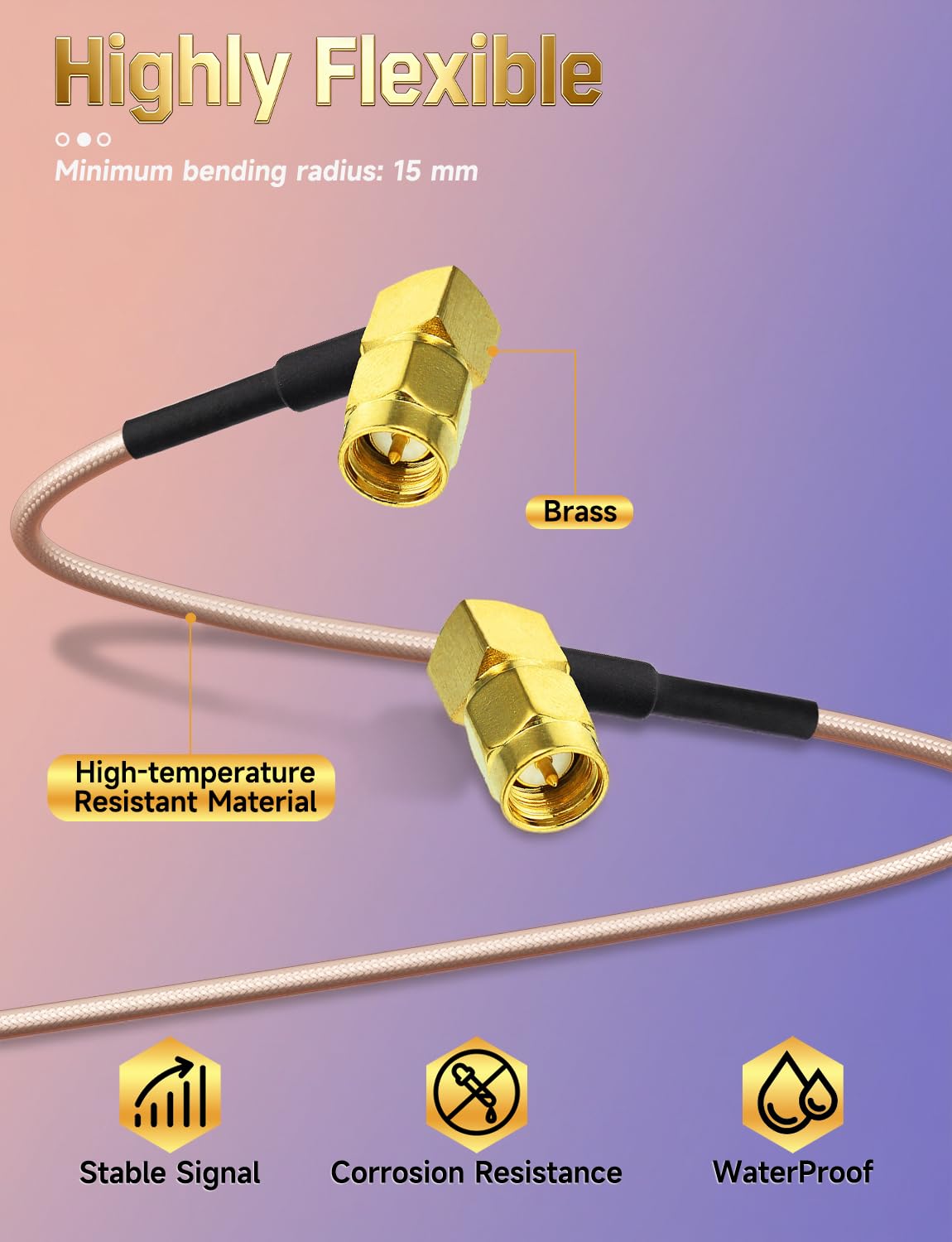 Superbat Kabel SMA 30 cm SMA Męski podwójny kąt anteny WiFi Przedłużenie RG316D 50 Ohm do routera 4G LTE, bramy, sieci komórkowej, SDR, odbiornika USB, Ham Radio
