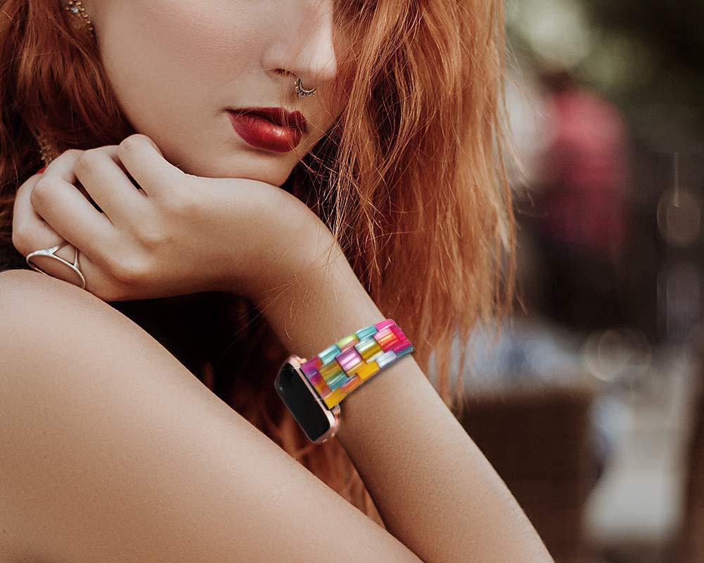 DEALELE Bands Compatible with Apple Watch 49mm 46mm 42mm 45mm 41mm 44mm 40mm 38mm, Colorful Resin Replacement Strap for iWatch Series 10/9 / 8/7 / 6/5 / 4/3 / Ultra/SE Women Men — view 5