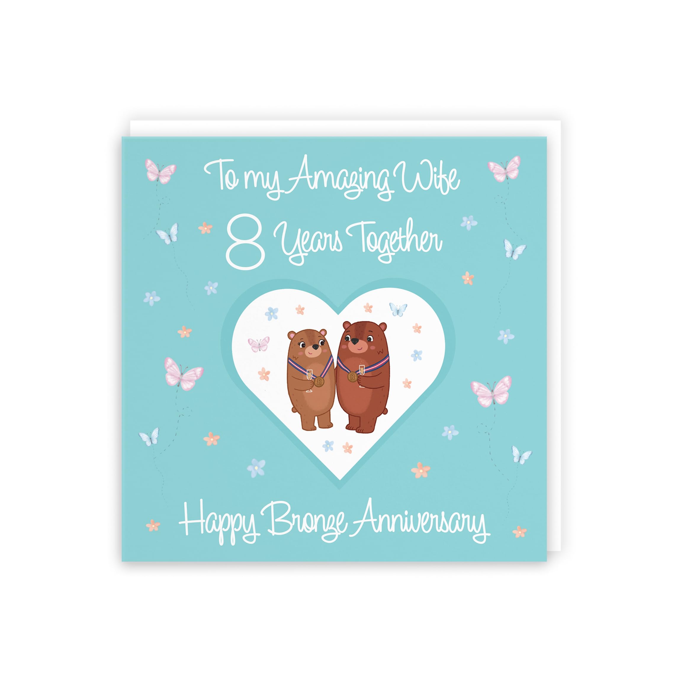 Hunts England, Wife 8th Anniversary Card, 8 Years, Bronze Anniversary, Romantic Meadows, Fun Card - Image 3