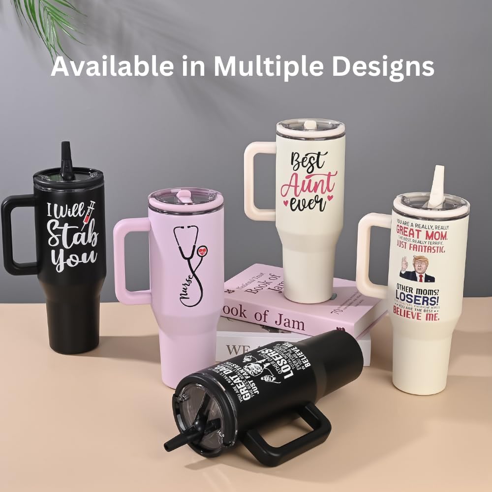 Nurse Tumbler 40oz with Handle and Straw – Stainless Steel Insulated Travel Mug, Coffee Cup, Nurse Appreciation Gift for Women, Nursing Graduation, Birthday, or Christmas - Image 7