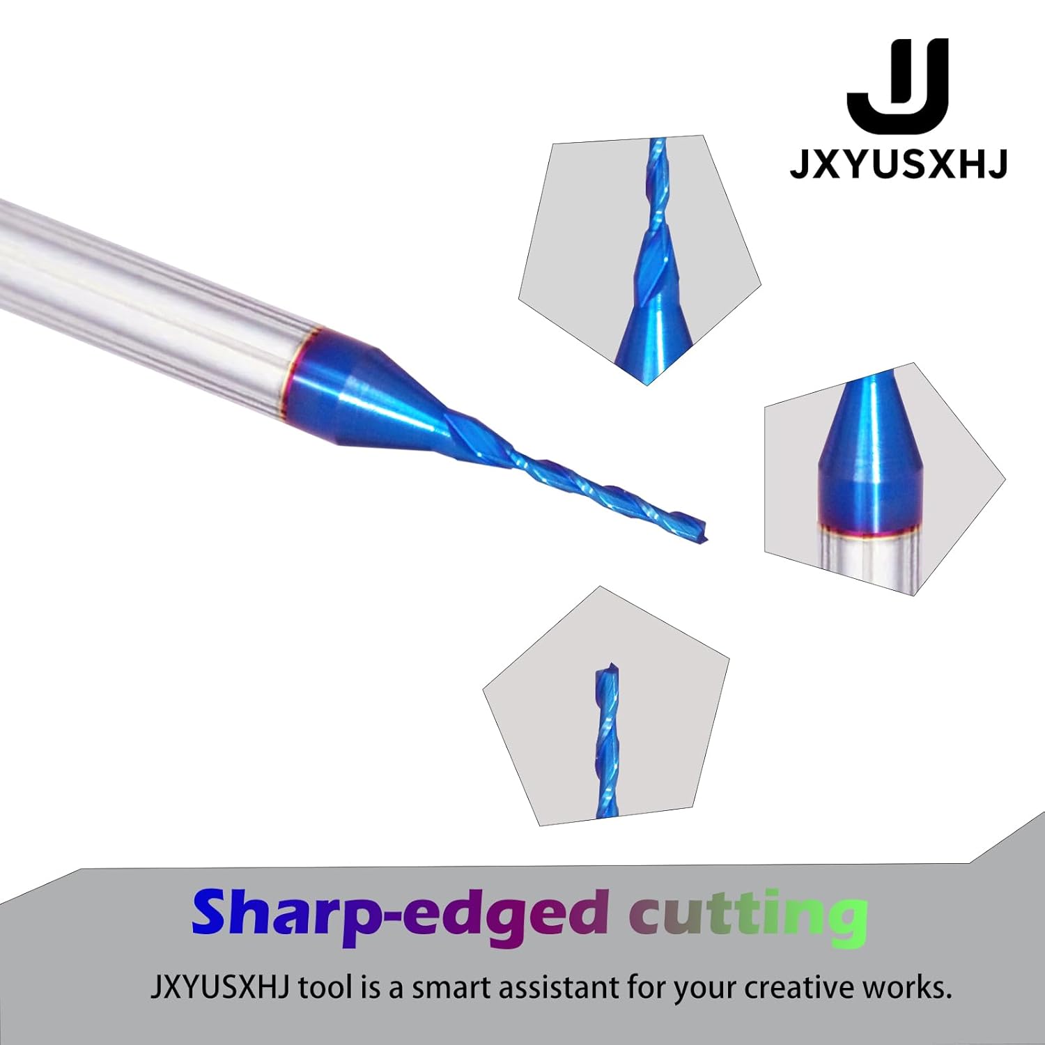 VIC028 2PCS Spiral CNC Router Bits 1/16 inch Cutting Diameter 1/4 inch Shank Up Cut End Mill for Wood Cut, 2D&3D Carving (1/16" CD X 1/2" CL X 1/4" S X 2" OVL)