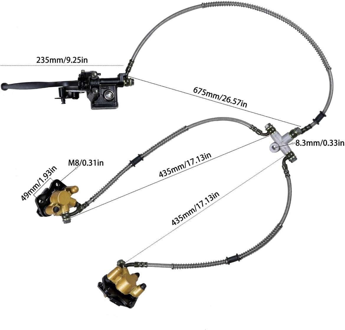 4 Stud Front Wheel Rim Hub + Steering Spindle Knuckle + Brake Caliper Master Cylinder + Brake Disc Rotors for DIY Parts ATV Quad Buggy Go Kart Golf Cart 110cc 125cc 150cc 200cc