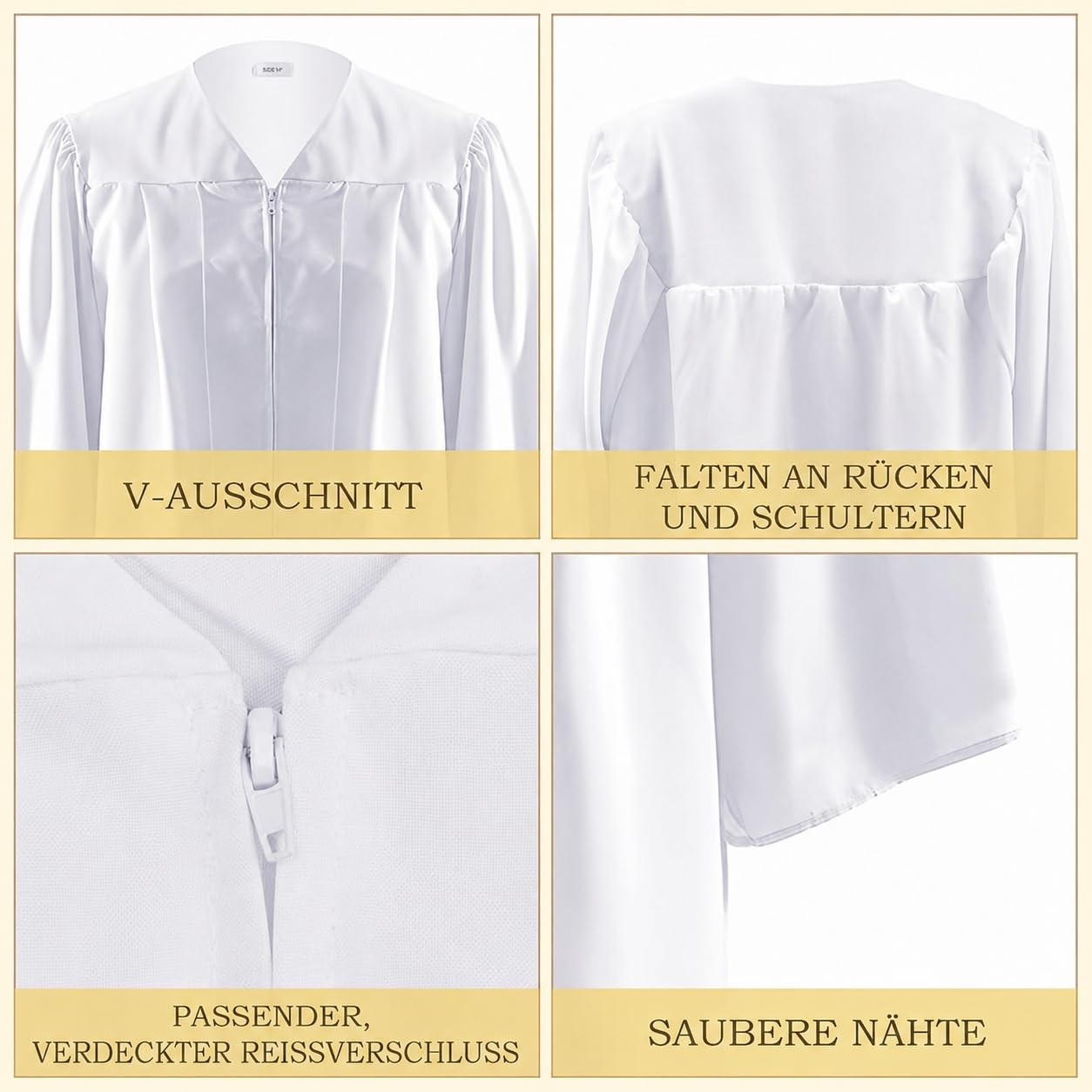 3er-Pack Weiße Chorrobe Taufen für Erwachsene, Unisex Priester Gewand Kostüm, Herren Damen Richter Messdiener Taufen Kleidung für Kirche Klerus, Graduation Gown, Größe 54