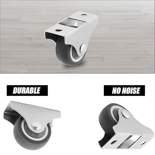 Miniatura 3 de 8 ruedas giratorias de 1.25 pulgadas de perfil bajo, ruedas de goma pequeñas fijas con rodamiento de bolas silenciosas, ruedas pequeñas para muebles