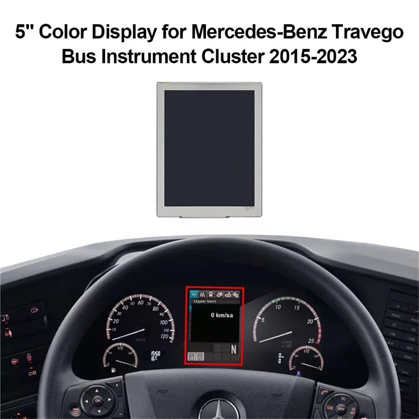 Manomètre température d'huile Tableau de bord avec écran couleur LCD 5 pouces pour Mercedes-Benz Travego Euro 6