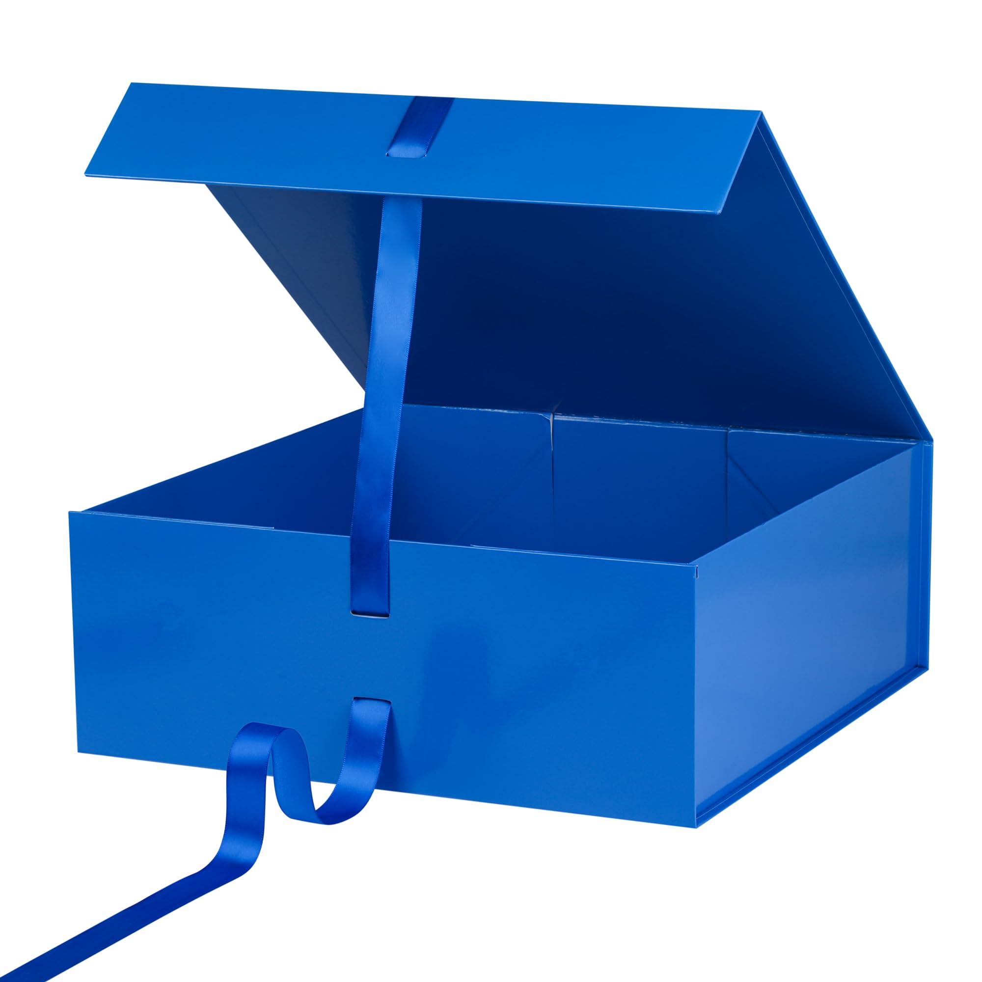 Boîte cadeau magnétique bleue 45,7 x 45,7 x 15,2 cm avec couvercle et ruban pour cadeaux, mariage, Noël, Halloween, anniversaire
