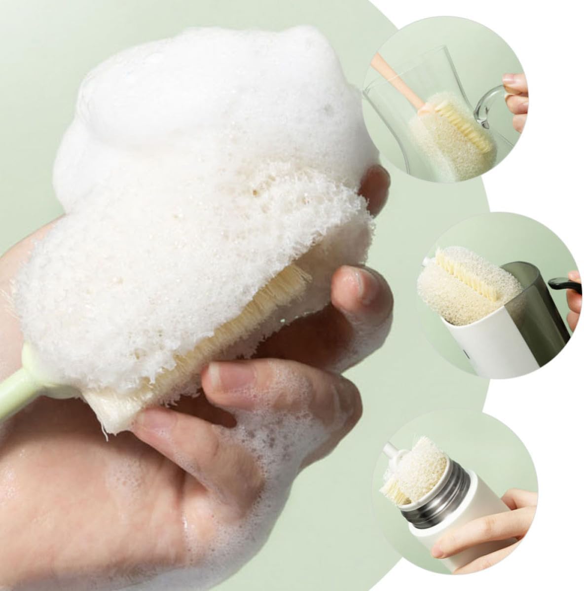 Bottle Cleaning Brush Set Quick Cleaning for Mugs and Cups 3pcs with Long Handle, Sponge and Plastic Material Convenient for Drying and Storage, for Birthdays and Housewarming