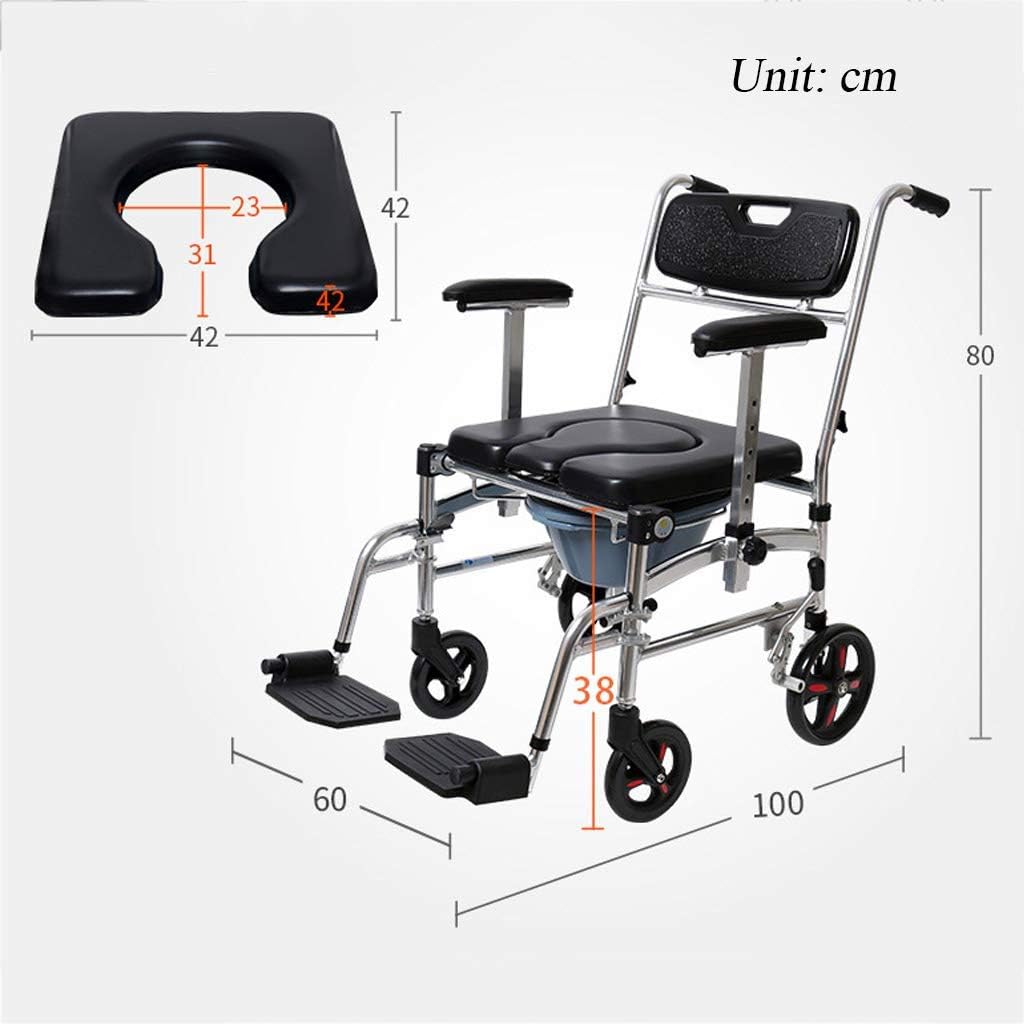 3 In1デラックス車椅子トイレ付きポータブルベッドサイド便器シート妊娠中のバススツールフットレスト付きホイール調節可能な手すりで簡単に移動 Sfqzqpdozg Lohenpyrsto Fi