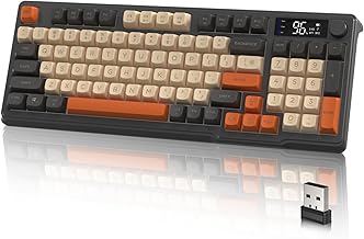 LexonElec M96 Wireless Gaming Keyboard,Knob Control Bluetooth/2.4G Wireless Mechanical Feeling Keyboard,RGB LED Backlit with Display Screen, PBT Keycap,3000mAh, 94-Key Layout for Win/Mac (Shimmer)