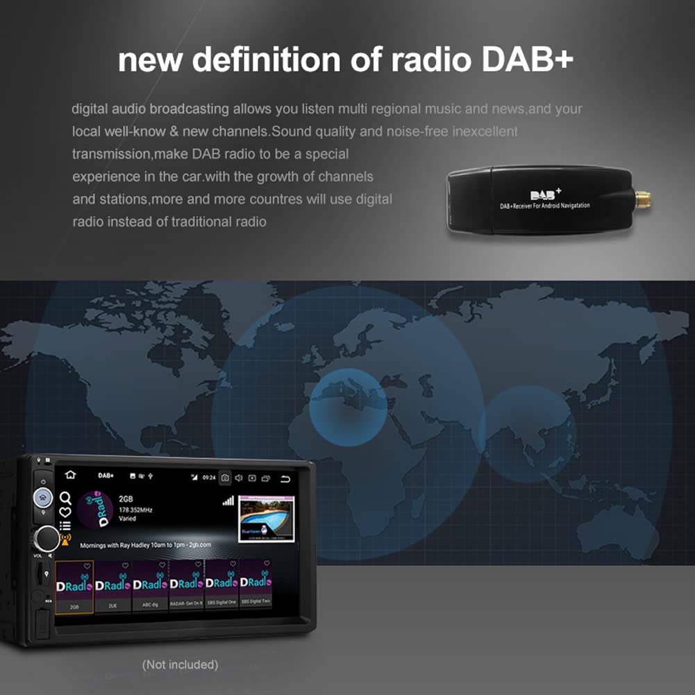 Antena odbiornika DAB+ antena samochodowa DAB+ cyfrowa skrzynka radiowa interfejs USB przenośny do radia samochodowego z systemem Android 5.1 i nowszym