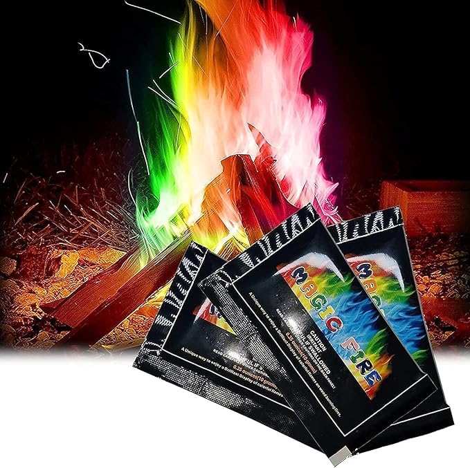 Rainbow Fire Color Packets, Magic Fire Extreme Color Changing Flames for Campfires, Fire Pits, and Bonfires - Long-Lasting Smokeless Flame Enhancer (10g Each) (Magical Flame, 50)